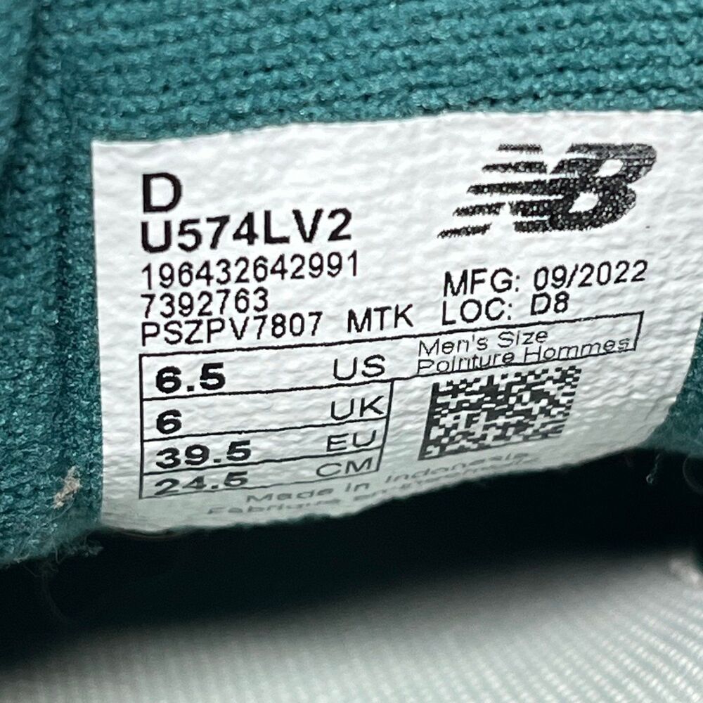 New Balance 574 Black Purple Teal Suede Shoes Mens 6.5 / Women’s 8 U574LV2 - Picture 8 of 8